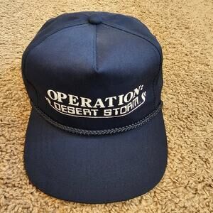 Vtg Operation Desert Storm Hat Blue Rope Snapback Cap Iraq Trucker 90s Military
